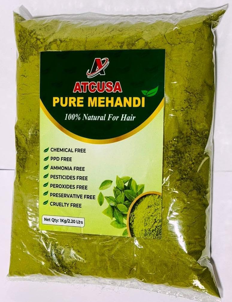 ATCUSA Pure Mehandi 100% Natural Henna Powder for Hair - 2 lbs from Jaipur, Rajasthan - Image 1